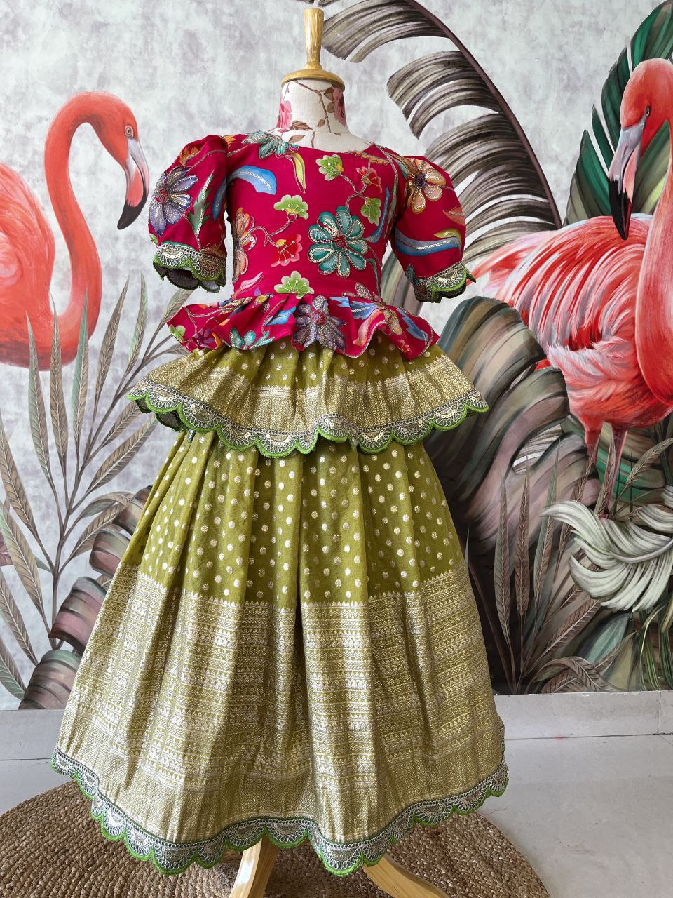✨ Golden Heritage Glow – Kids Designer Lehenga Set ✨