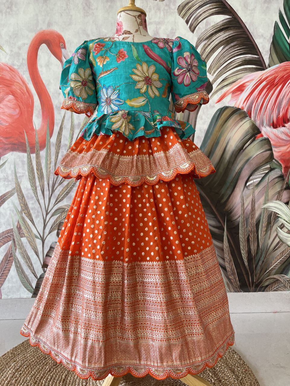 ✨ Golden Heritage Glow – Kids Designer Lehenga Set ✨