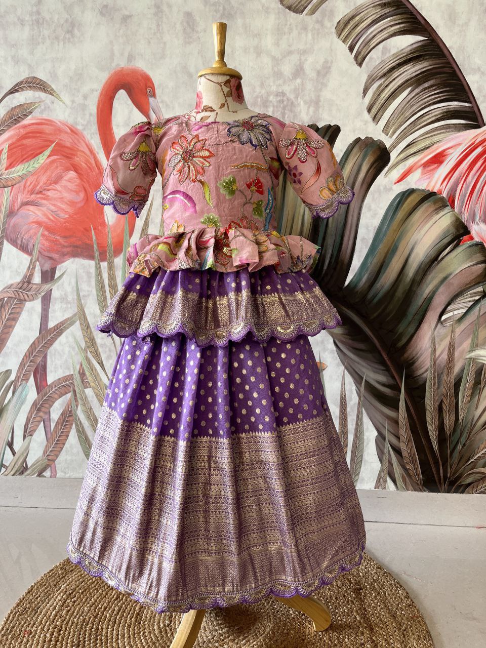 ✨ Golden Heritage Glow – Kids Designer Lehenga Set ✨