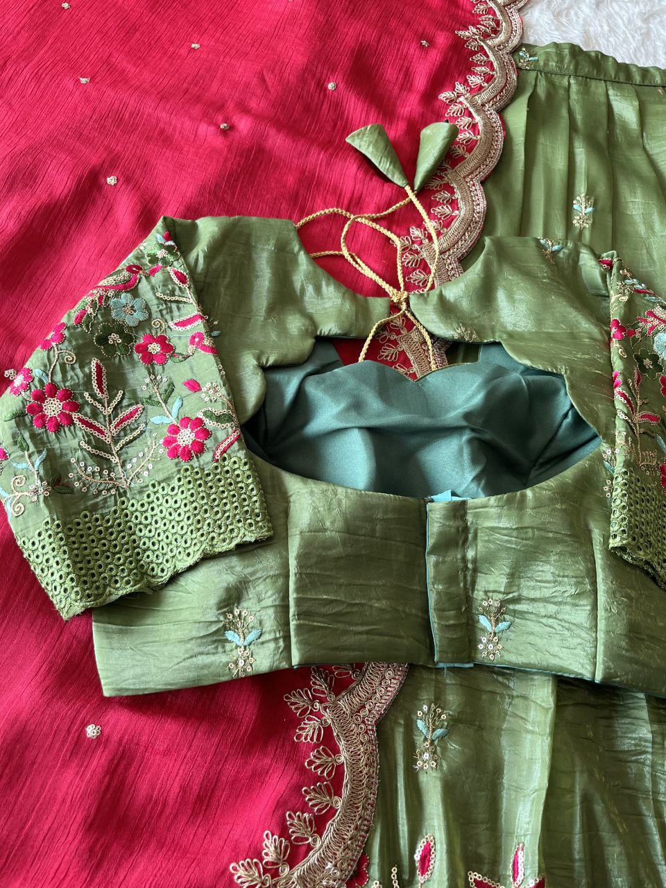 🦜 Parrot Golden Charm – Designer Lehenga Set ❤️