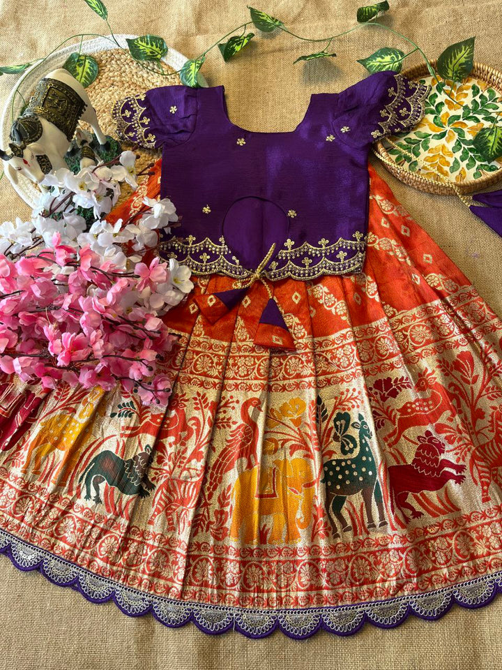 😍 Fusion Animal Bandhej Glow – Kids Designer Lehenga Set 😍