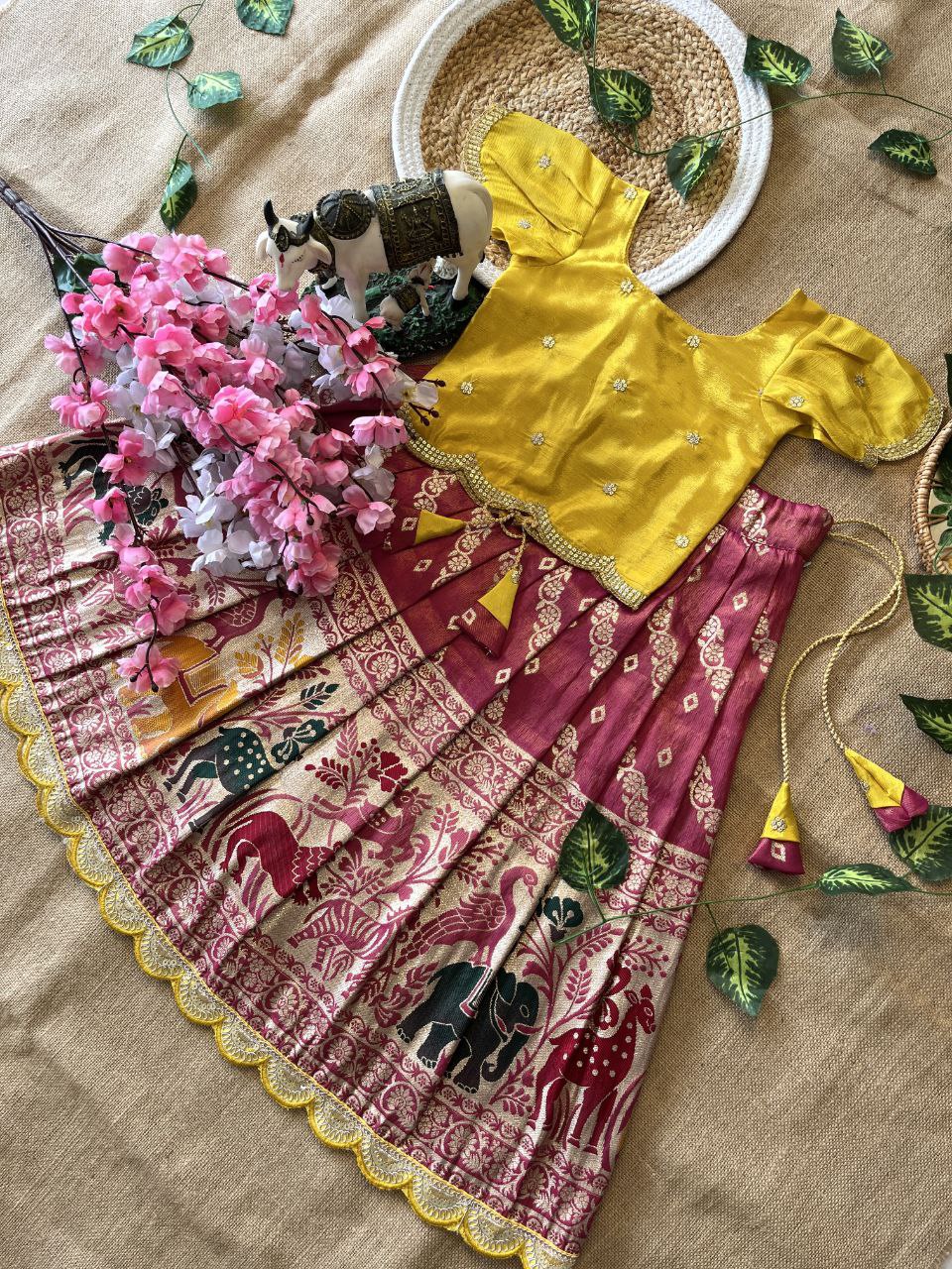 😍 Fusion Animal Bandhej Glow – Kids Designer Lehenga Set 😍