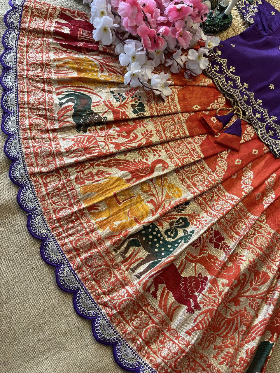 😍 Fusion Animal Bandhej Glow – Kids Designer Lehenga Set 😍