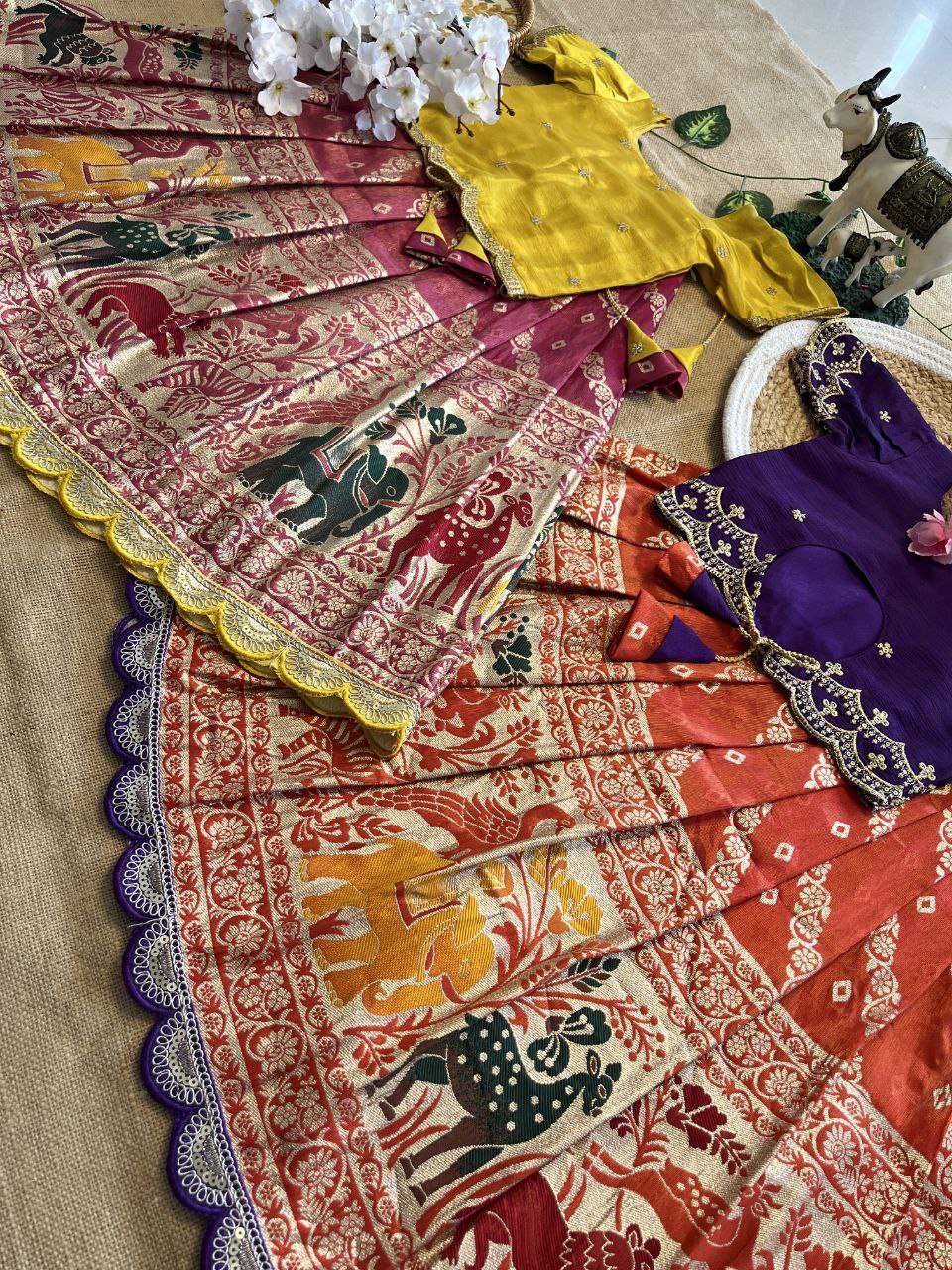😍 Fusion Animal Bandhej Glow – Kids Designer Lehenga Set 😍