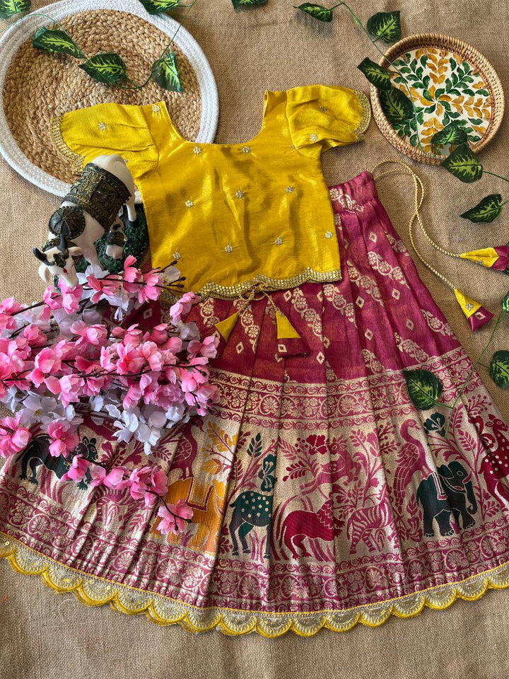 😍 Fusion Animal Bandhej Glow – Kids Designer Lehenga Set 😍