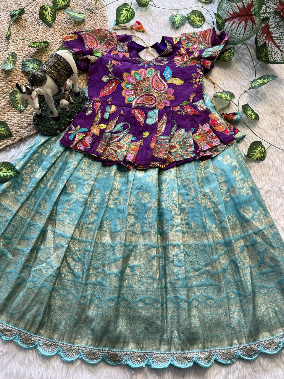 ❤️ Pattu Pavadai Regal Bloom – Kids Traditional Set ❤️