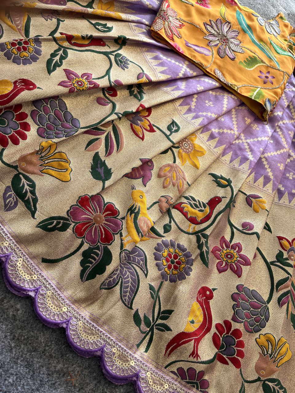 🦜 Parrot Meena Heritage – Kids Designer Lehenga Set 🦜