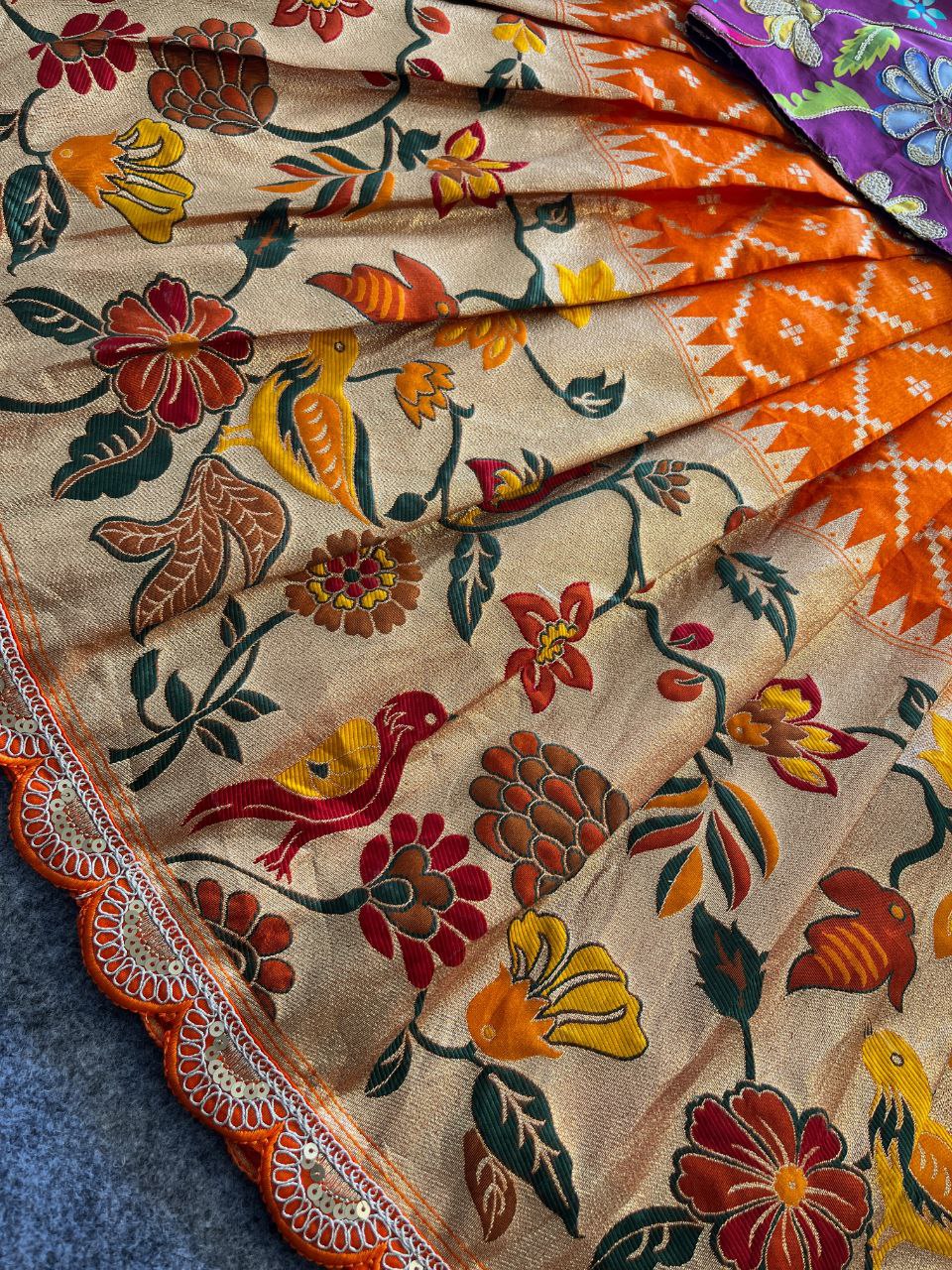 🦜 Parrot Meena Heritage – Kids Designer Lehenga Set 🦜