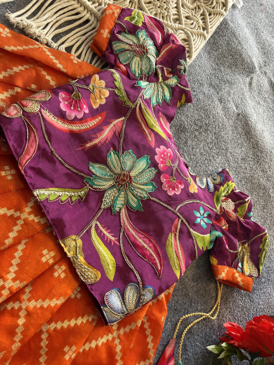 🦜 Parrot Meena Heritage – Kids Designer Lehenga Set 🦜