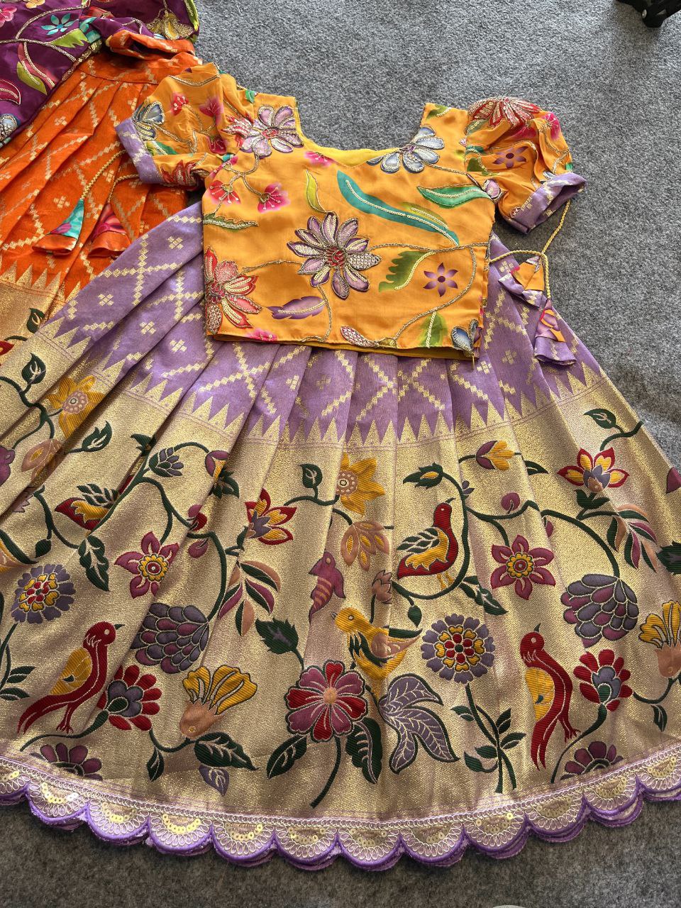 🦜 Parrot Meena Heritage – Kids Designer Lehenga Set 🦜