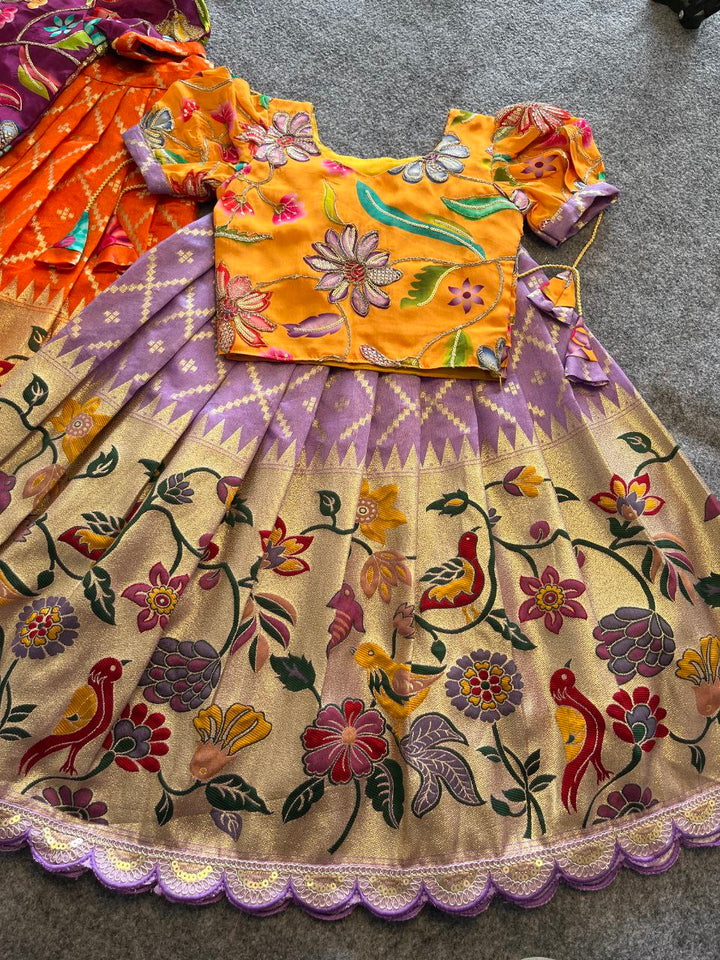🦜 Parrot Meena Heritage – Kids Designer Lehenga Set 🦜