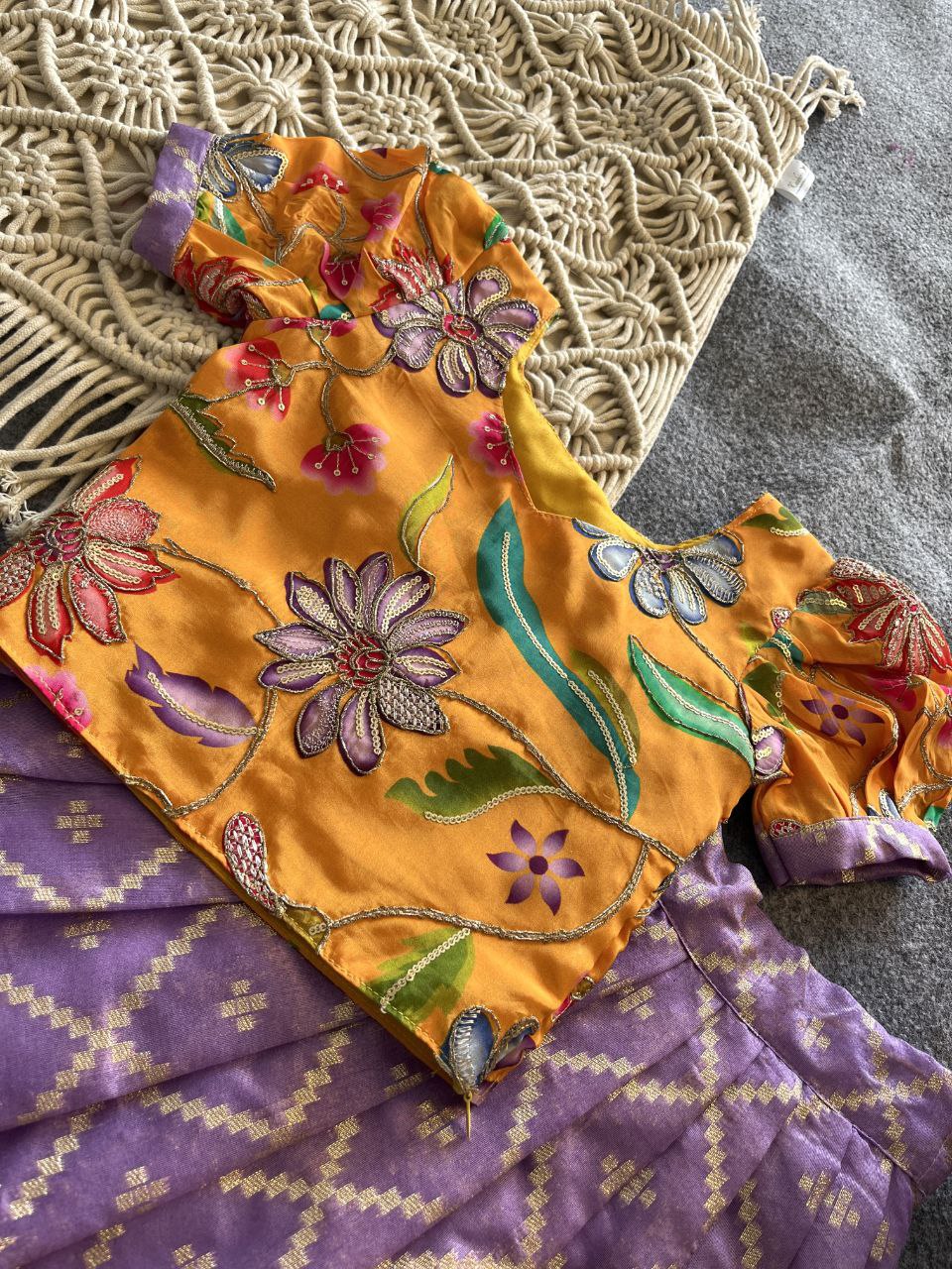 🦜 Parrot Meena Heritage – Kids Designer Lehenga Set 🦜