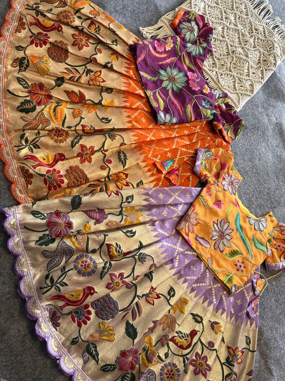 🦜 Parrot Meena Heritage – Kids Designer Lehenga Set 🦜