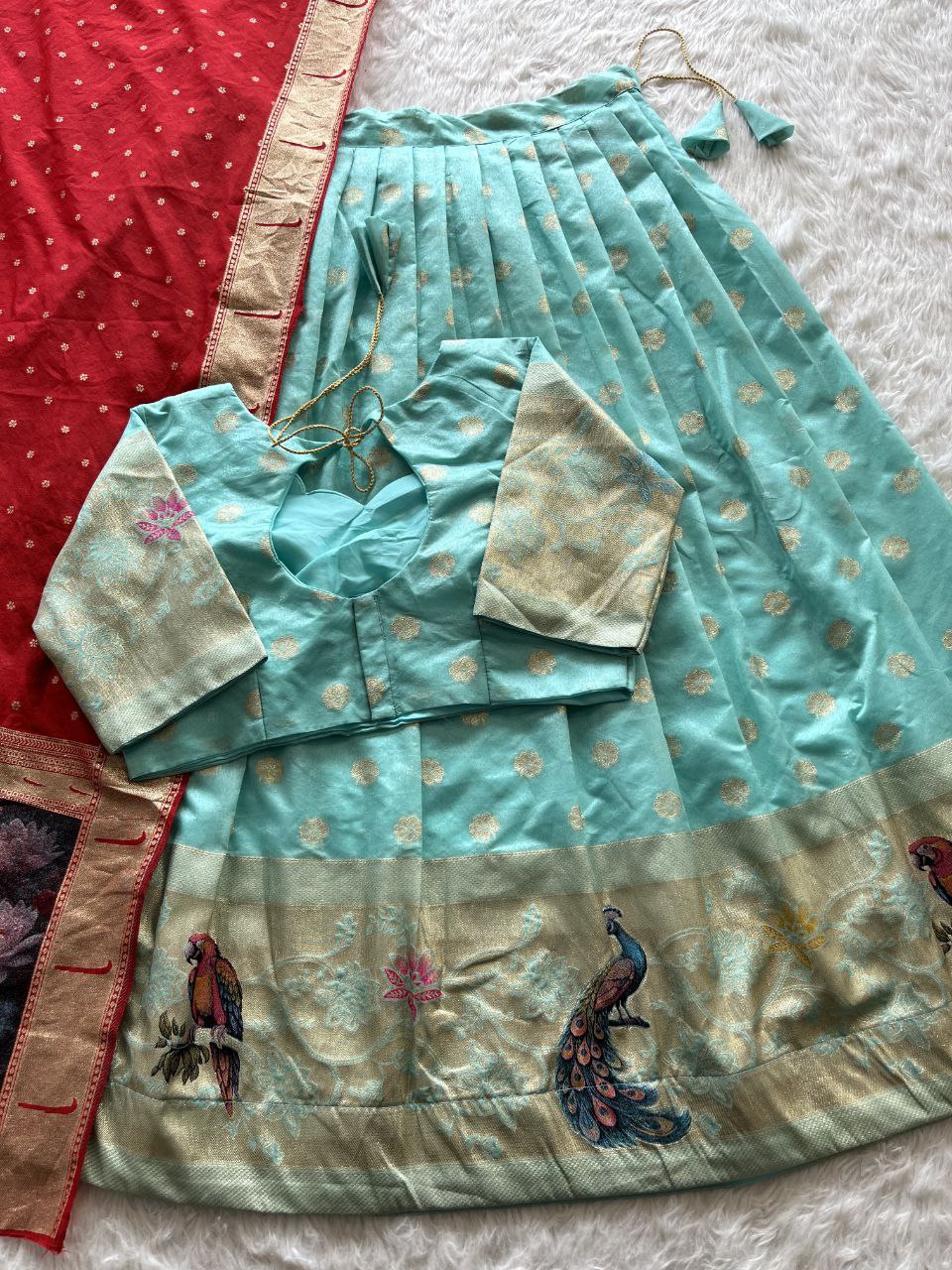 🦜🦚 Parrot Peacock 3D Royale – Designer Lehenga Set 😍