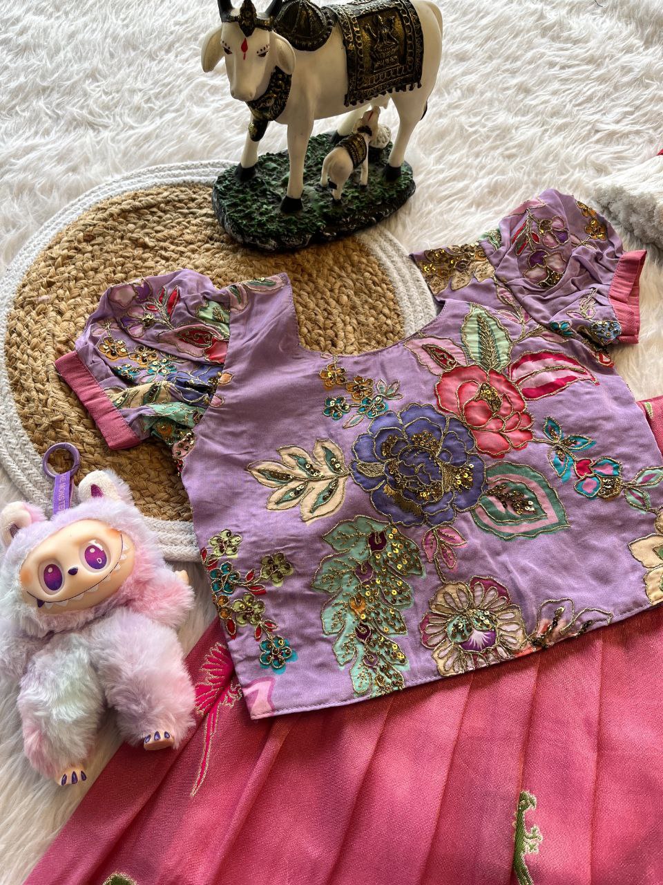 🦜 Parrot Meena Grace – Kids Designer Lehenga Set 🦜