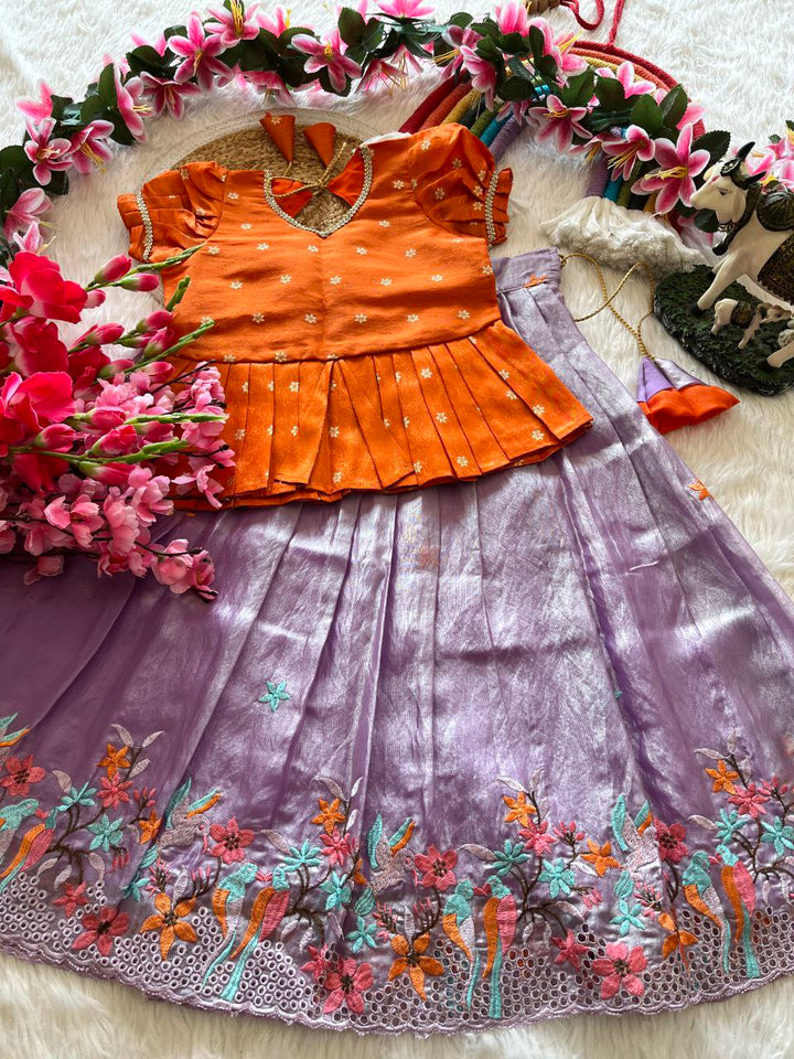 ✨ Space Silk Elegance – Kids Designer Lehenga Set ✨