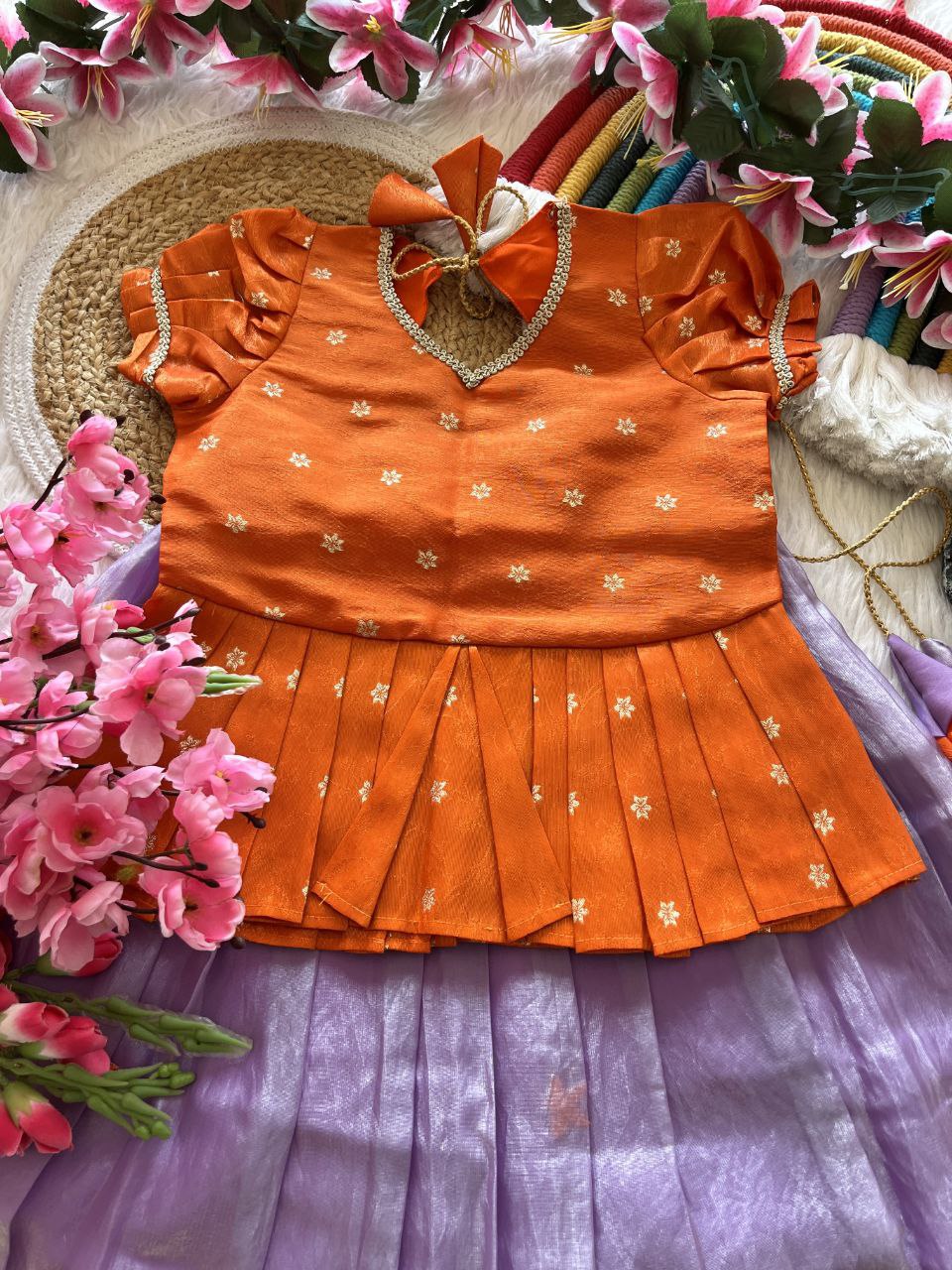 ✨ Space Silk Elegance – Kids Designer Lehenga Set ✨