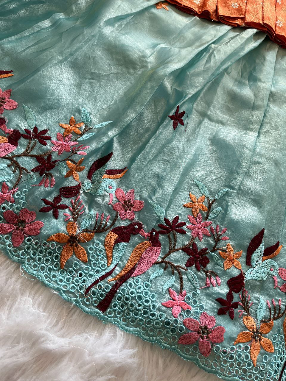 ✨ Space Silk Elegance – Kids Designer Lehenga Set ✨