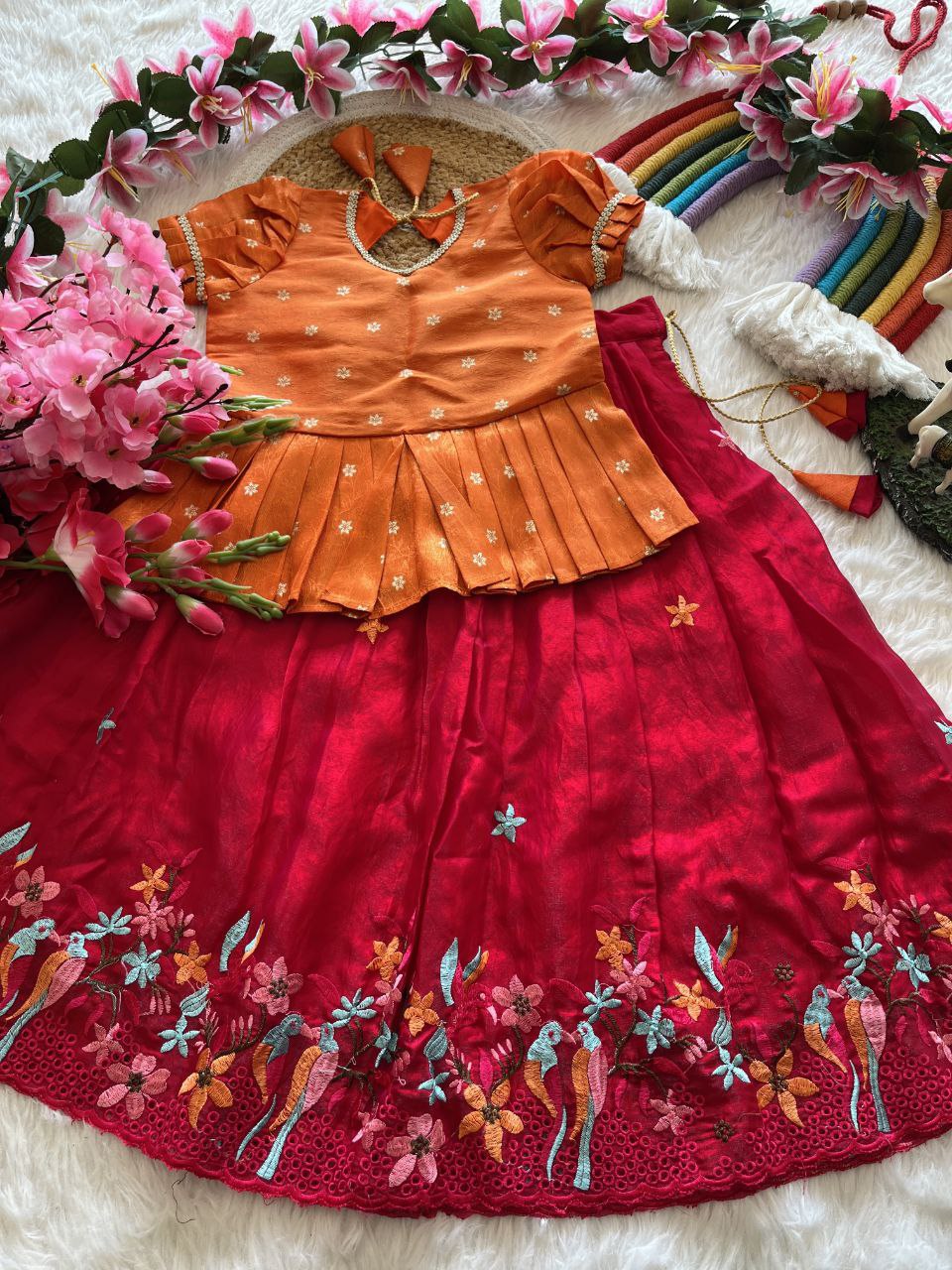 ✨ Space Silk Elegance – Kids Designer Lehenga Set ✨
