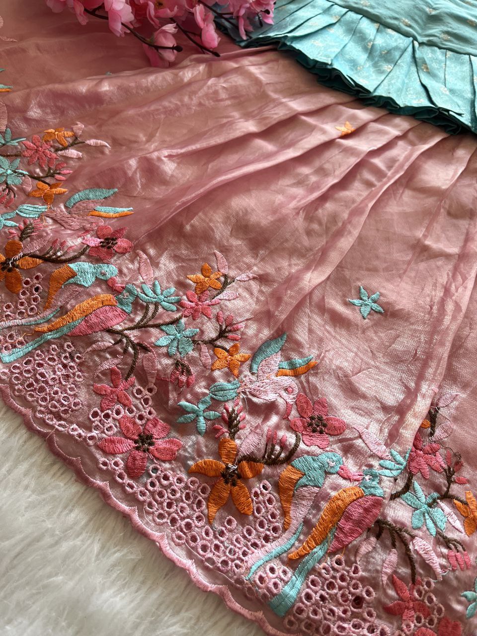 ✨ Space Silk Elegance – Kids Designer Lehenga Set ✨