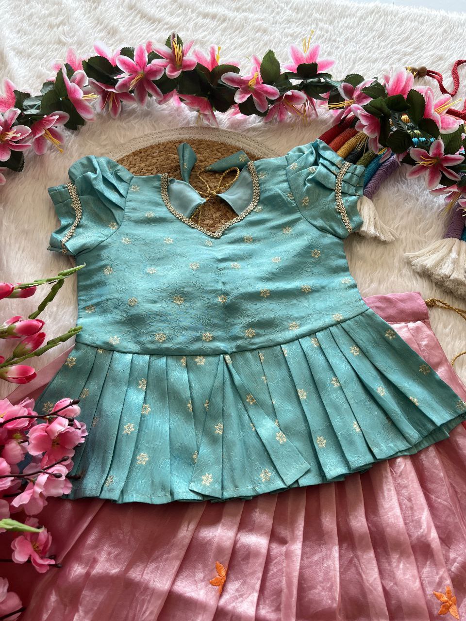 ✨ Space Silk Elegance – Kids Designer Lehenga Set ✨