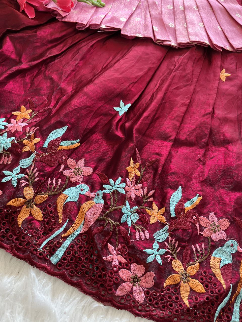 ✨ Space Silk Elegance – Kids Designer Lehenga Set ✨