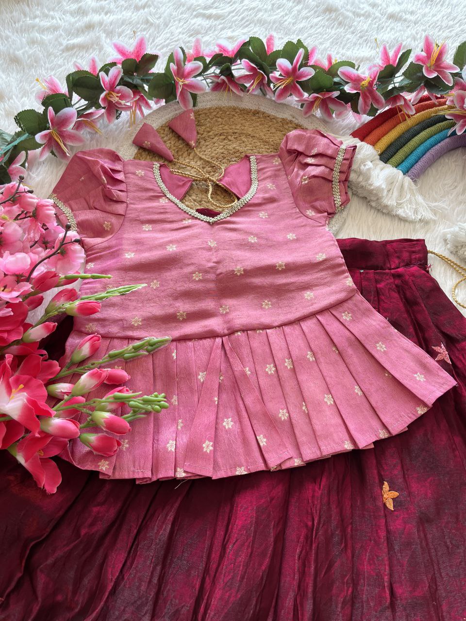✨ Space Silk Elegance – Kids Designer Lehenga Set ✨