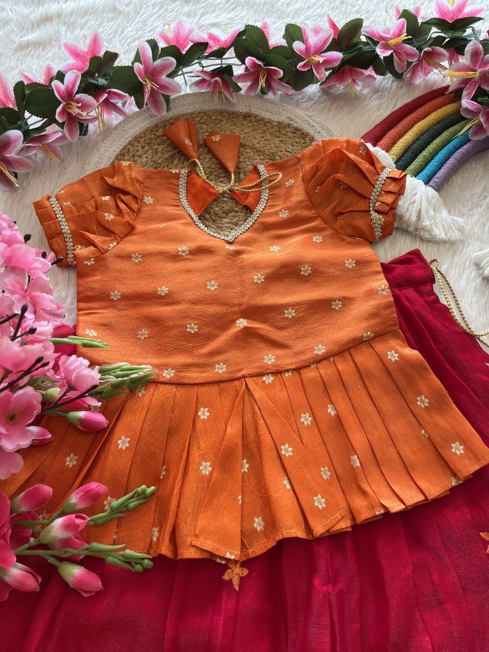 ✨ Space Silk Elegance – Kids Designer Lehenga Set ✨