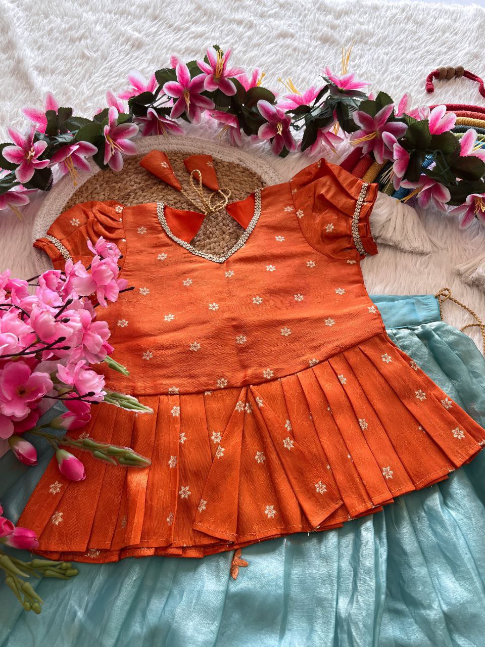 ✨ Space Silk Elegance – Kids Designer Lehenga Set ✨