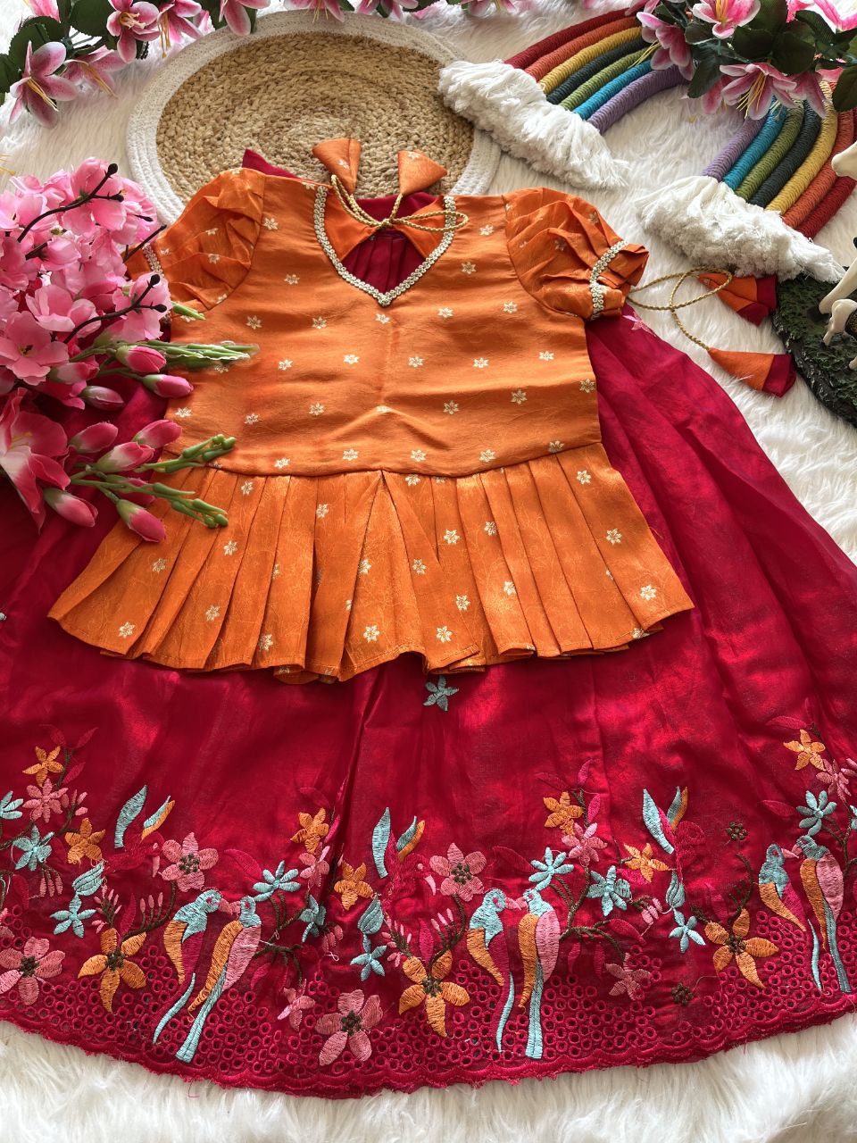 ✨ Space Silk Elegance – Kids Designer Lehenga Set ✨