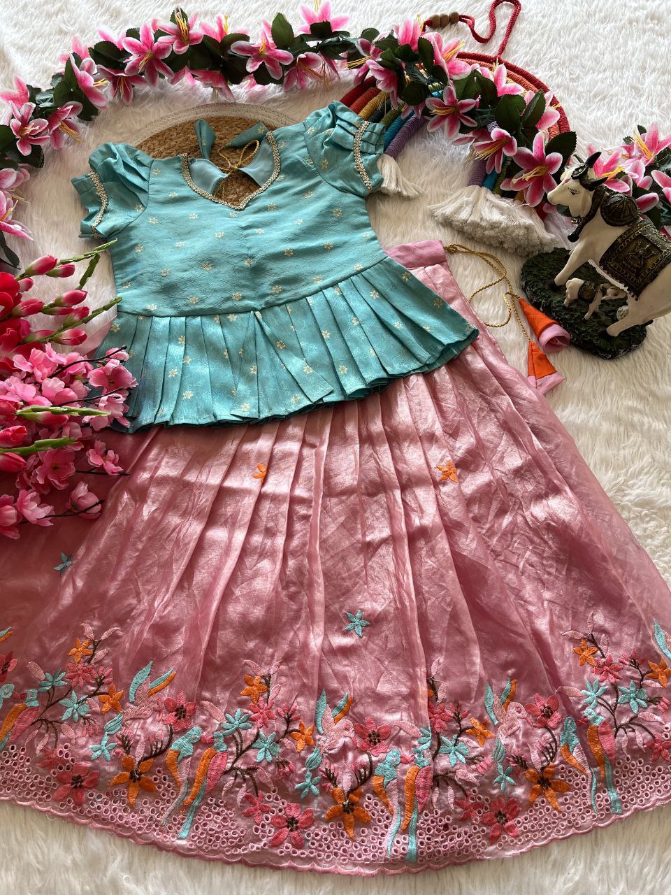 ✨ Space Silk Elegance – Kids Designer Lehenga Set ✨