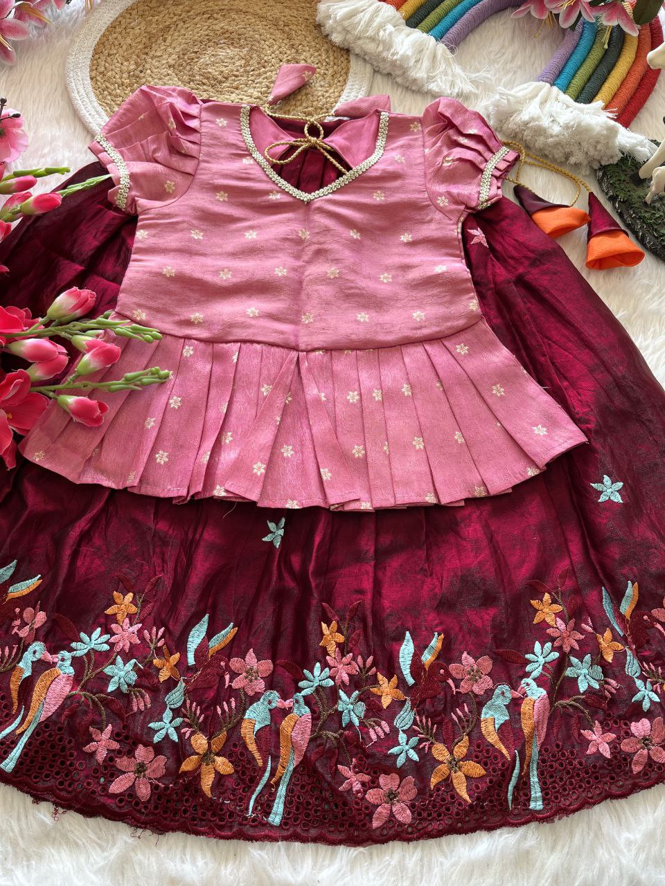 ✨ Space Silk Elegance – Kids Designer Lehenga Set ✨