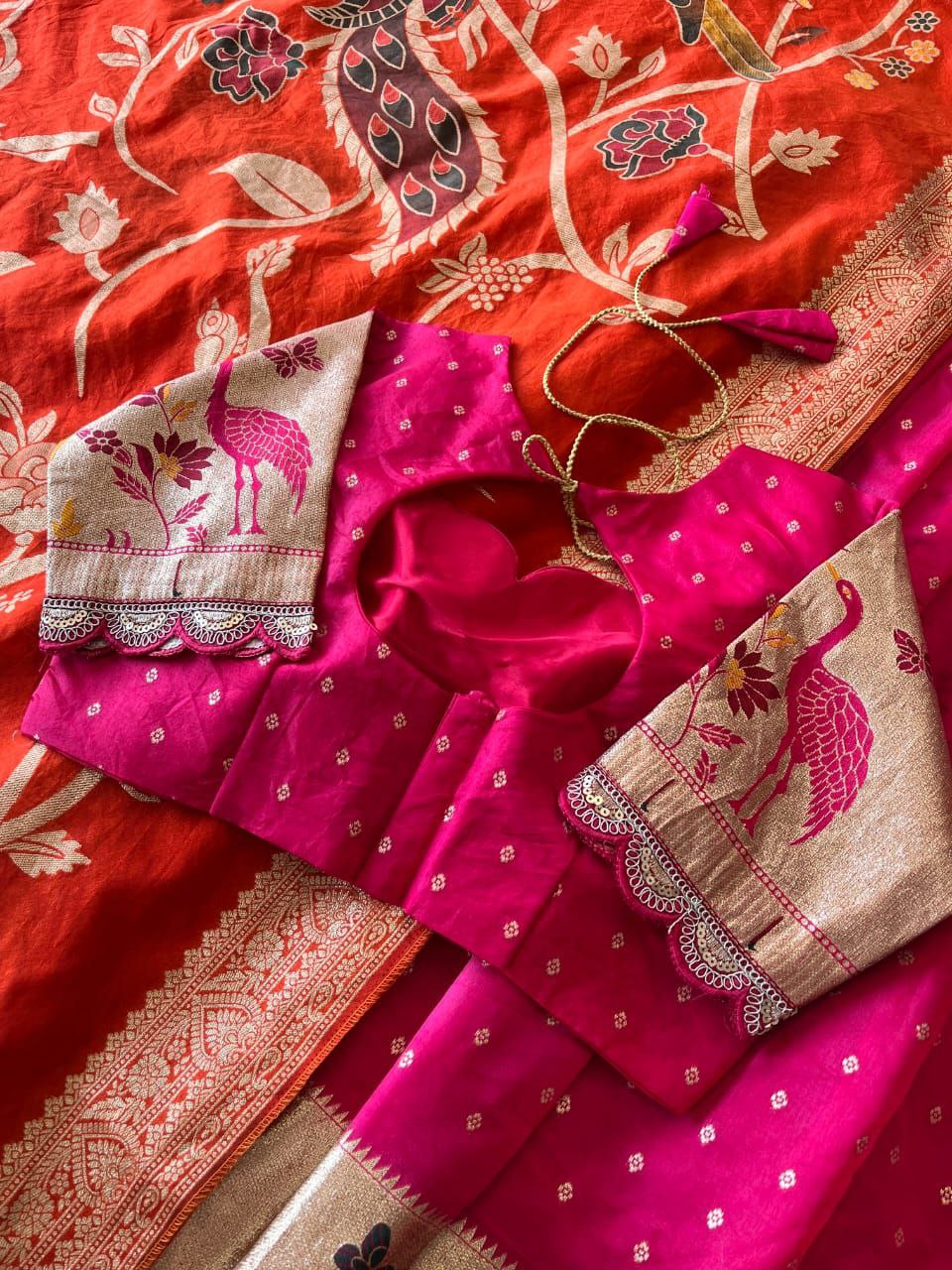 🦩 Flamingo Zari Glow – Designer Lehenga Set 🦩