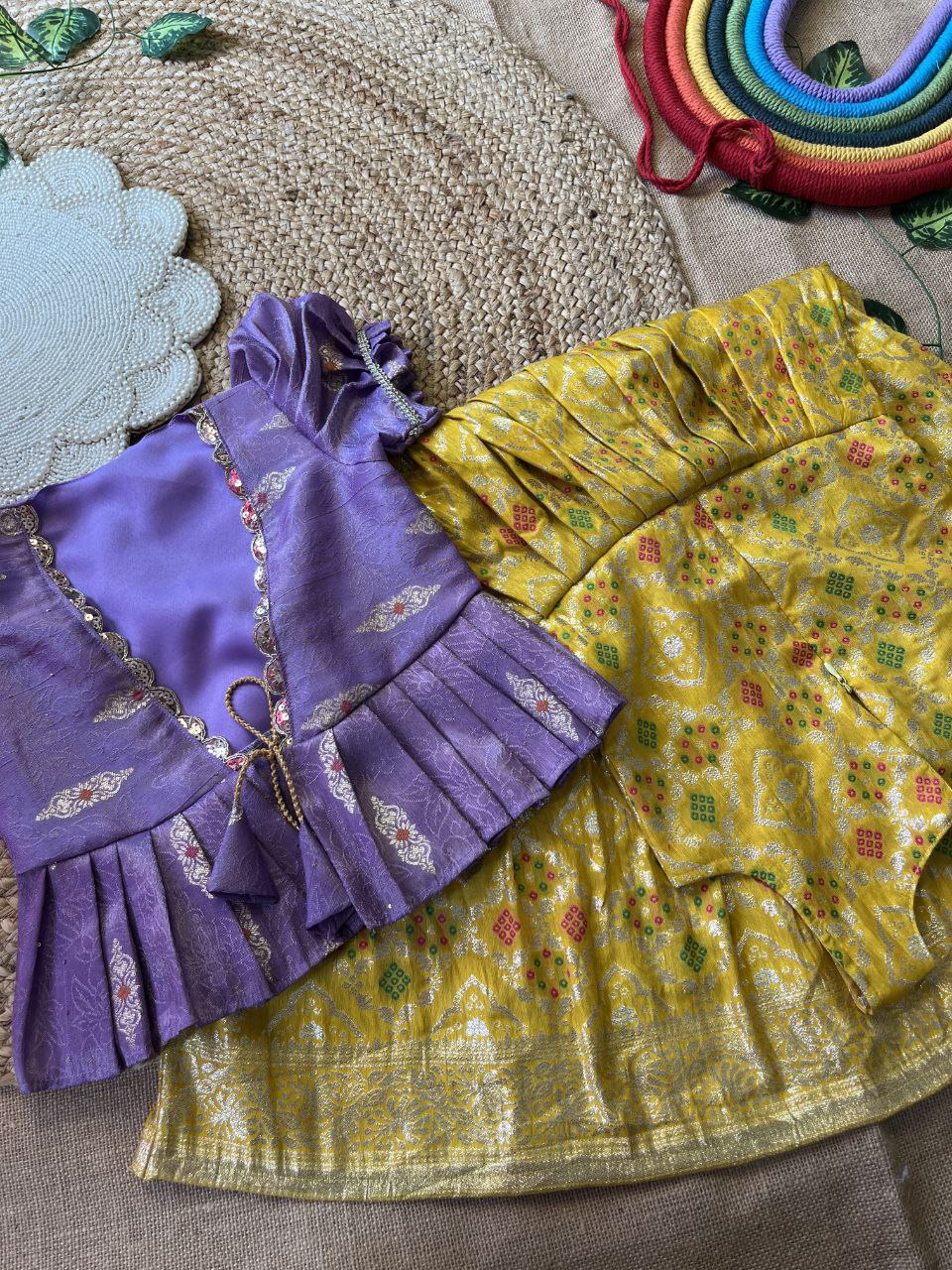 ❇️ Bandhej Royal Layer – Kids Gown with Coat Set ❇️
