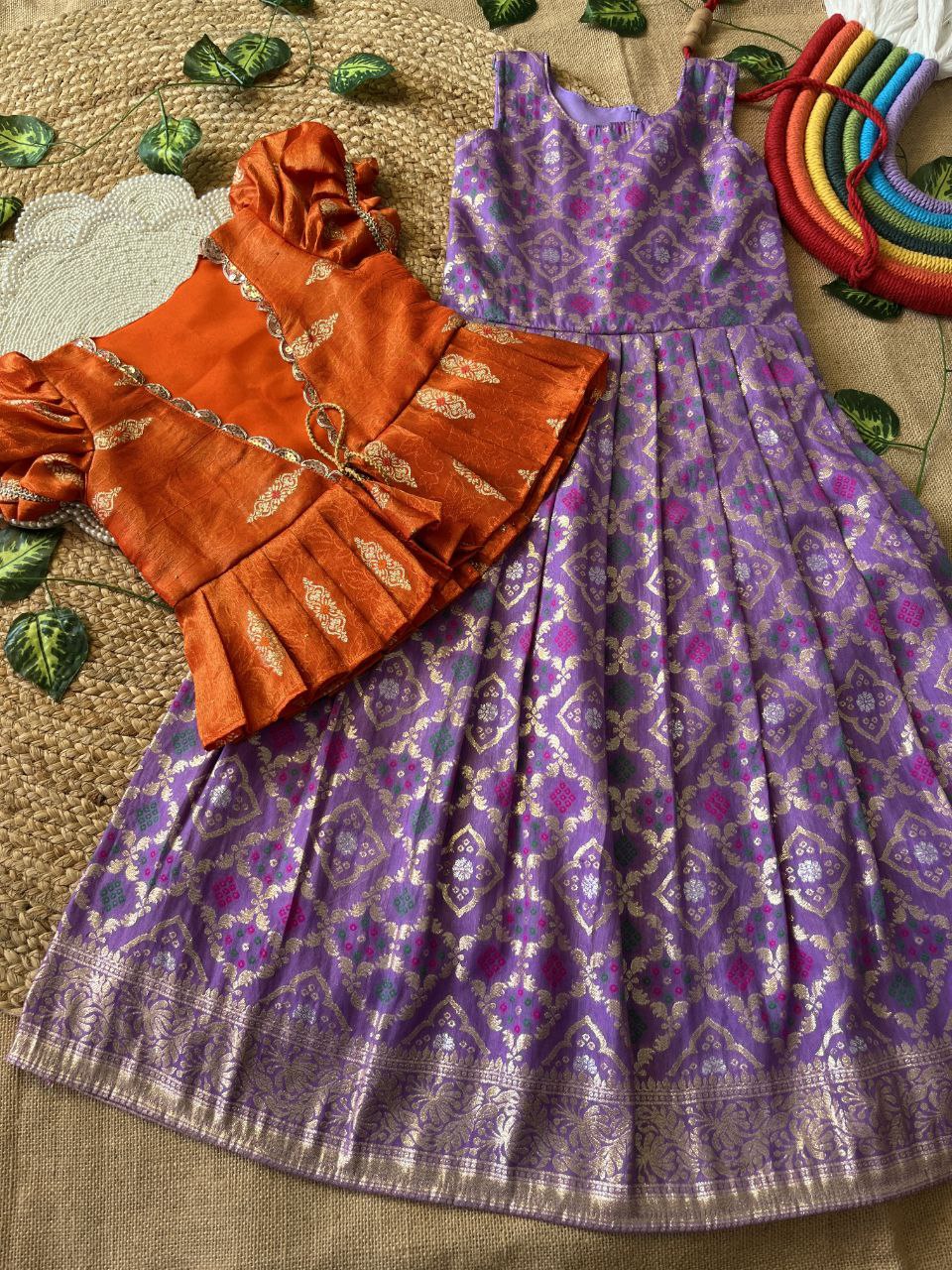 ❇️ Bandhej Royal Layer – Kids Gown with Coat Set ❇️