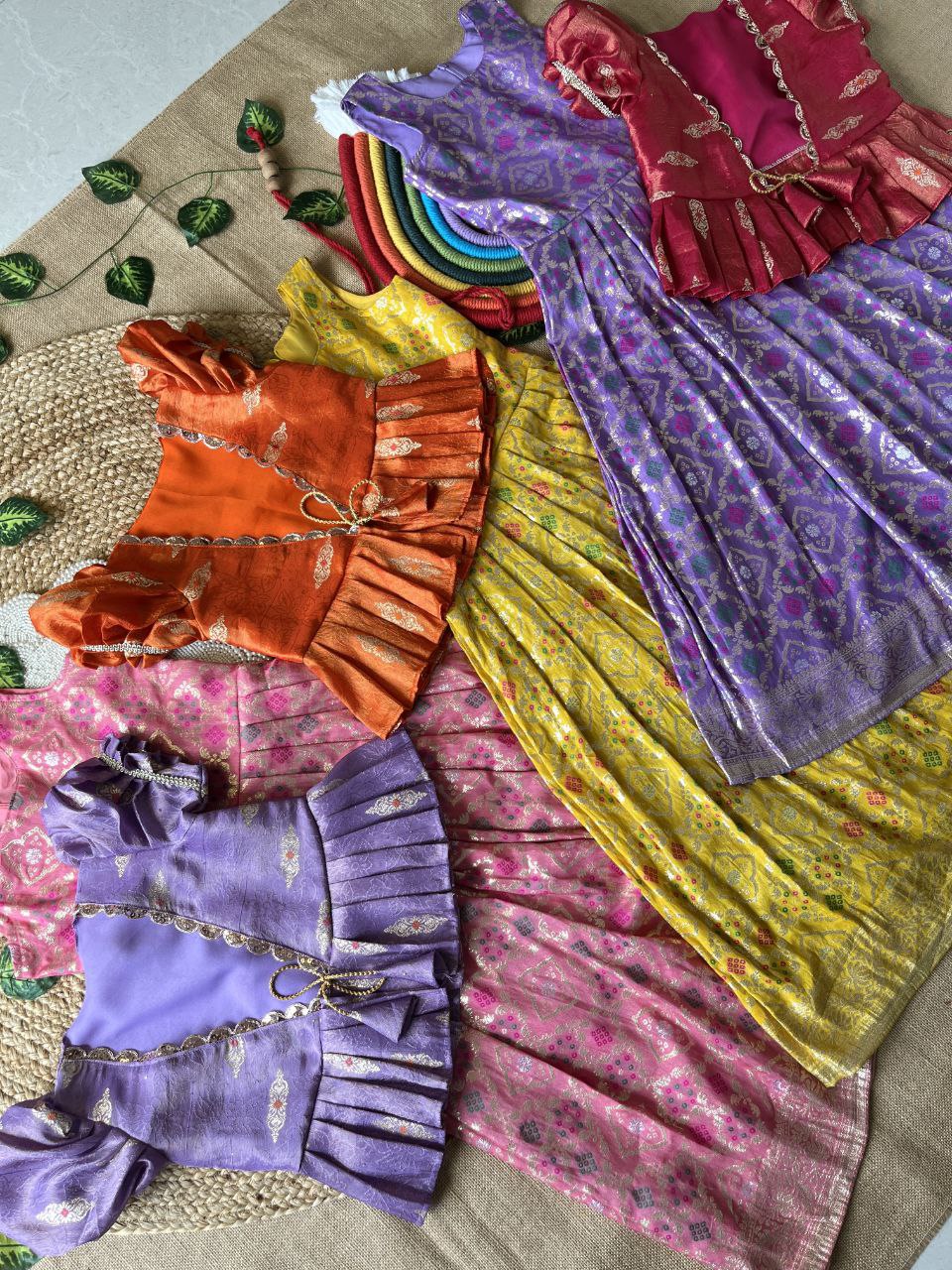 ❇️ Bandhej Royal Layer – Kids Gown with Coat Set ❇️