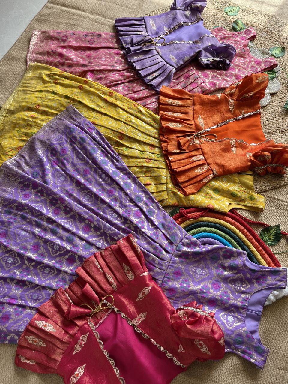 ❇️ Bandhej Royal Layer – Kids Gown with Coat Set ❇️