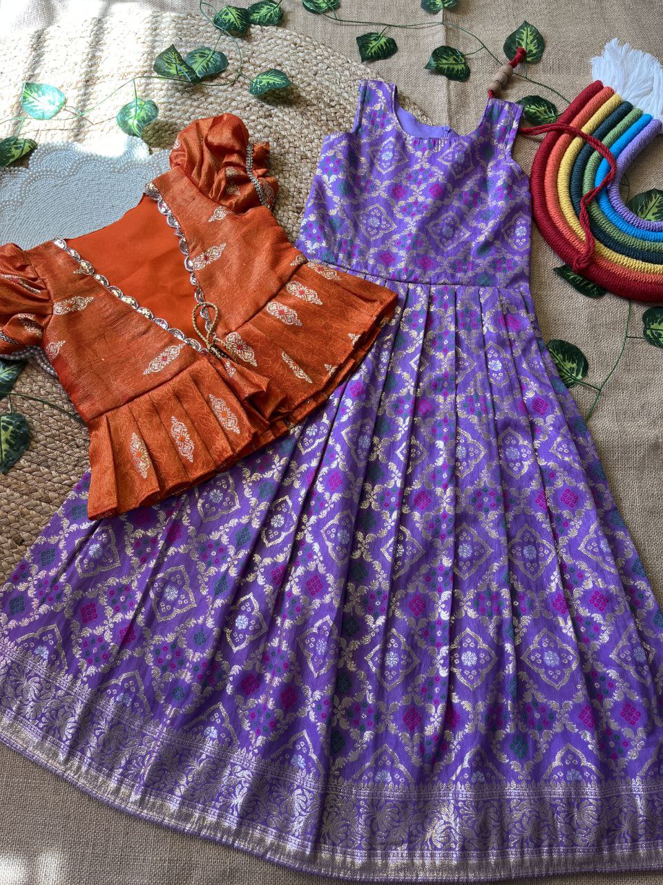 ❇️ Bandhej Royal Layer – Kids Gown with Coat Set ❇️