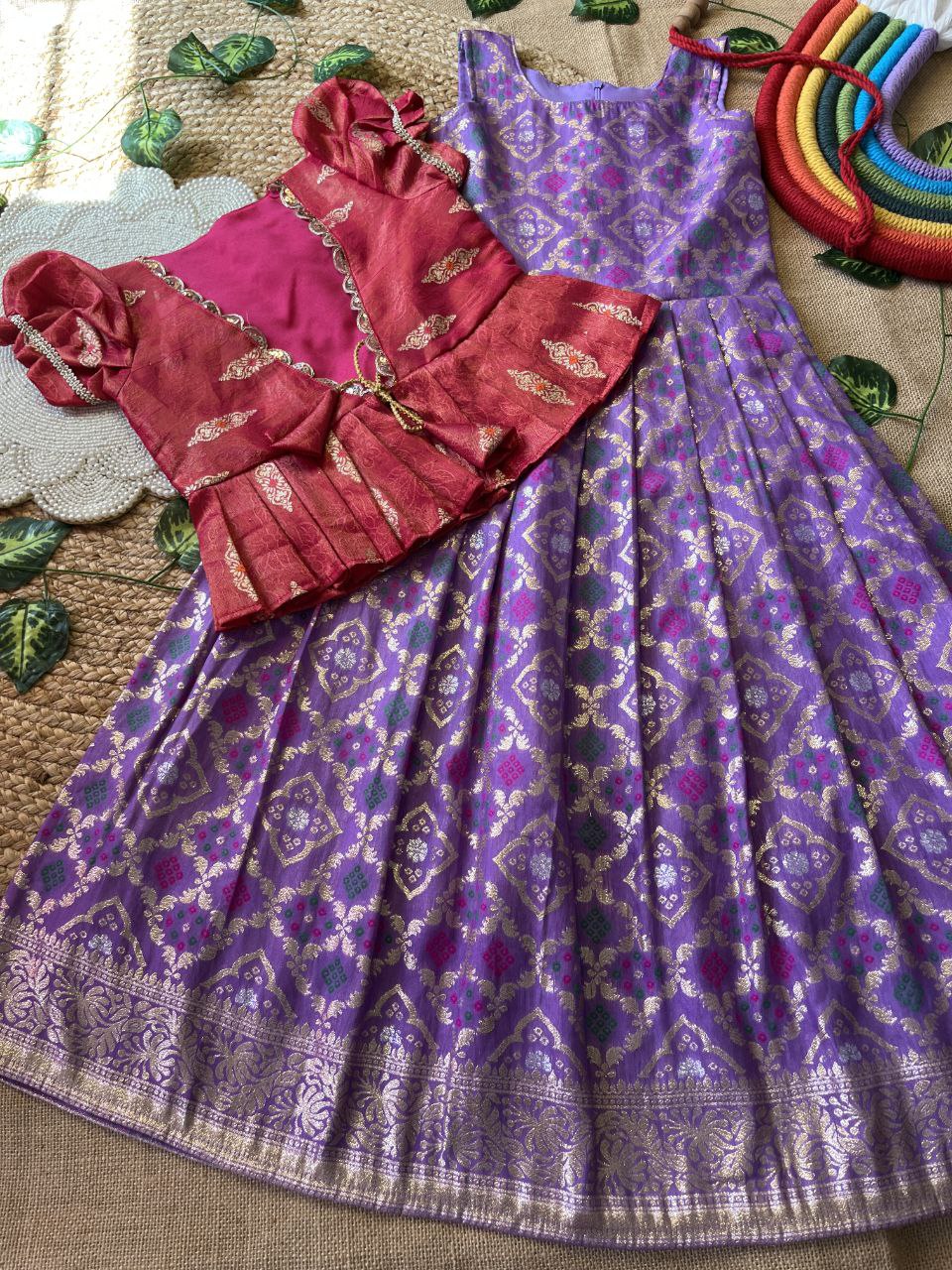 ❇️ Bandhej Royal Layer – Kids Gown with Coat Set ❇️
