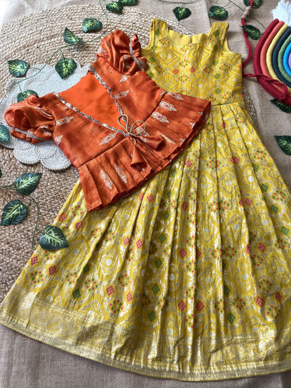 ❇️ Bandhej Royal Layer – Kids Gown with Coat Set ❇️