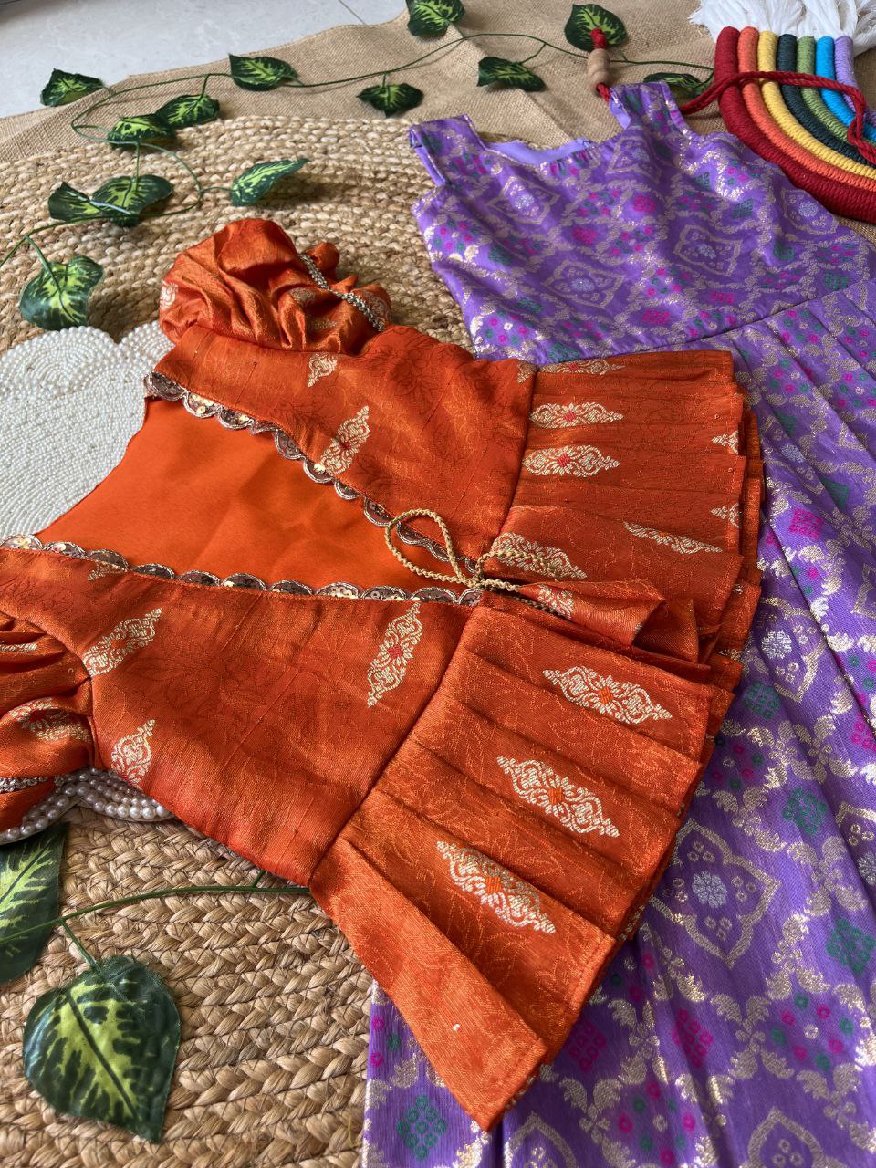 ❇️ Bandhej Royal Layer – Kids Gown with Coat Set ❇️