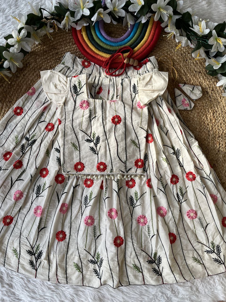 🌸 Floral Embroidery Trend – Kids Designer Lehenga Set 🌸