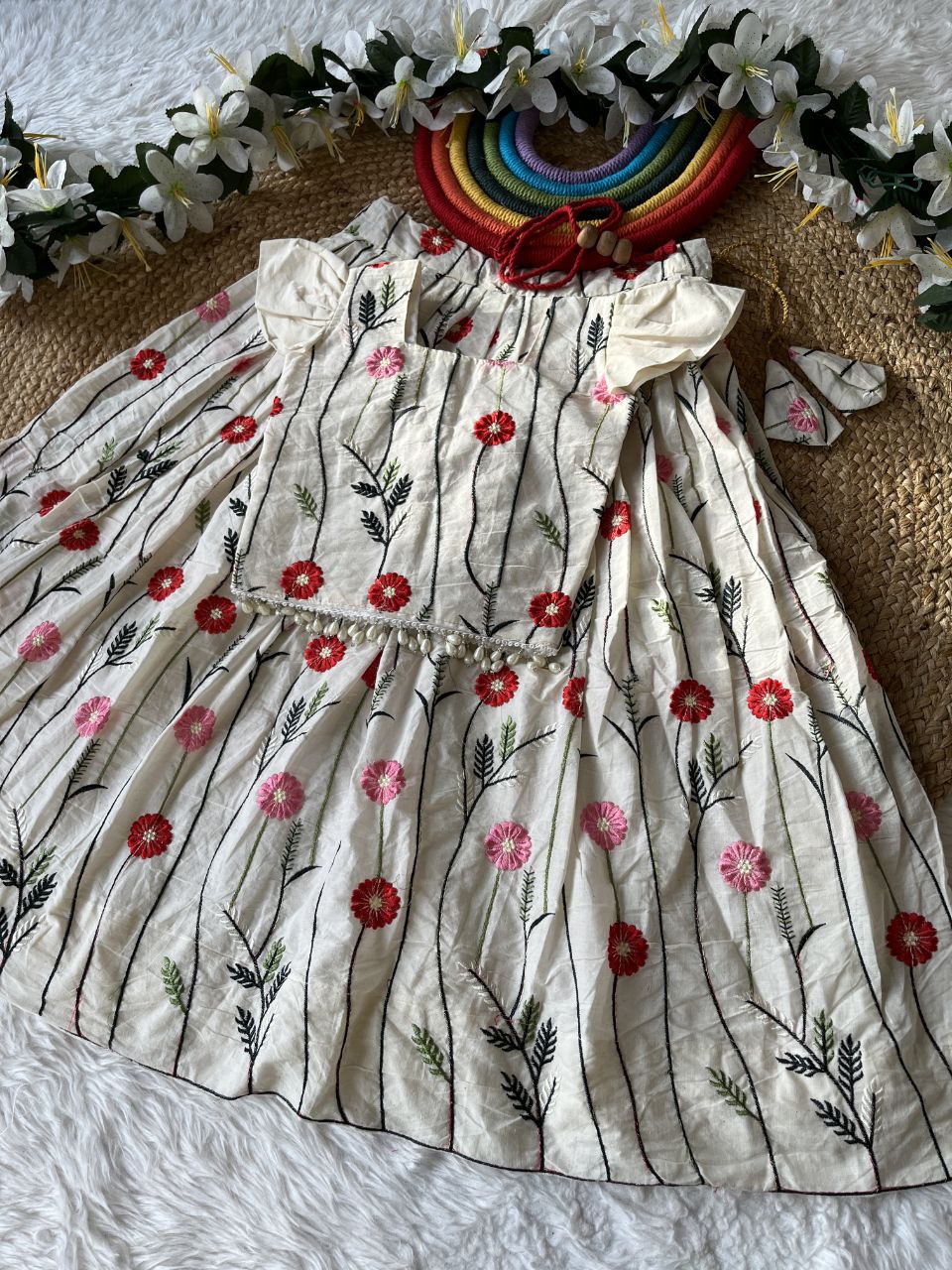 🌸 Floral Embroidery Trend – Kids Designer Lehenga Set 🌸