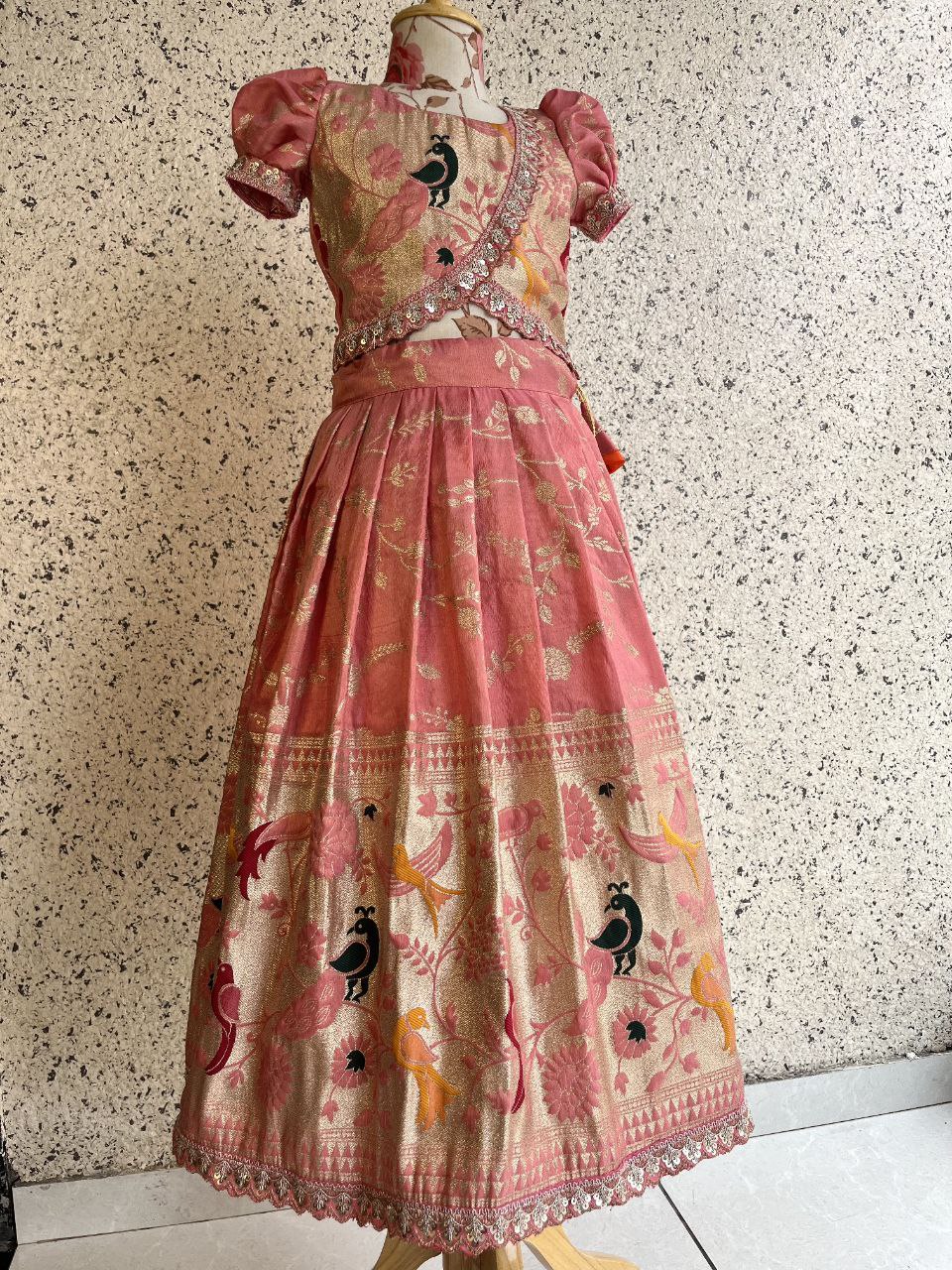 🌸 Paithani Silk Grace – Kids Designer Lehenga Set ♥️🌸