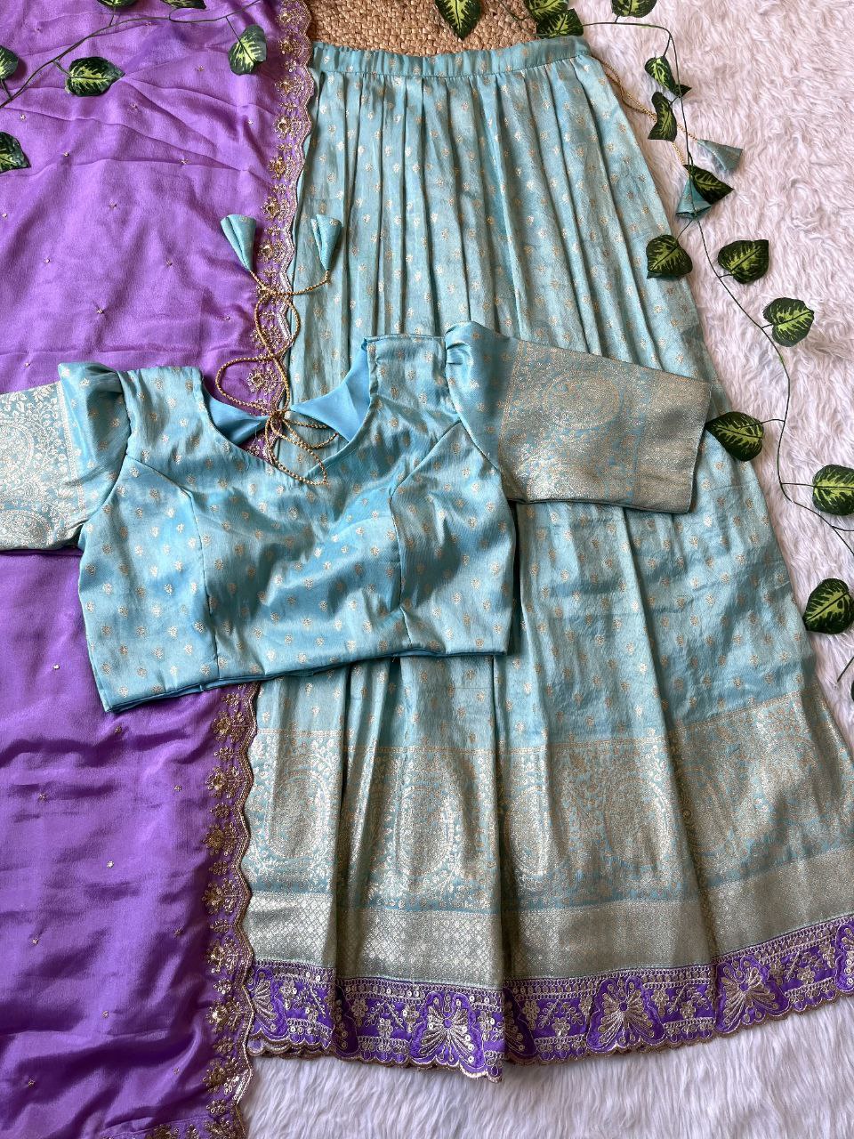 ✨ Tissue Silk Glow – Designer Lehenga Set ✨