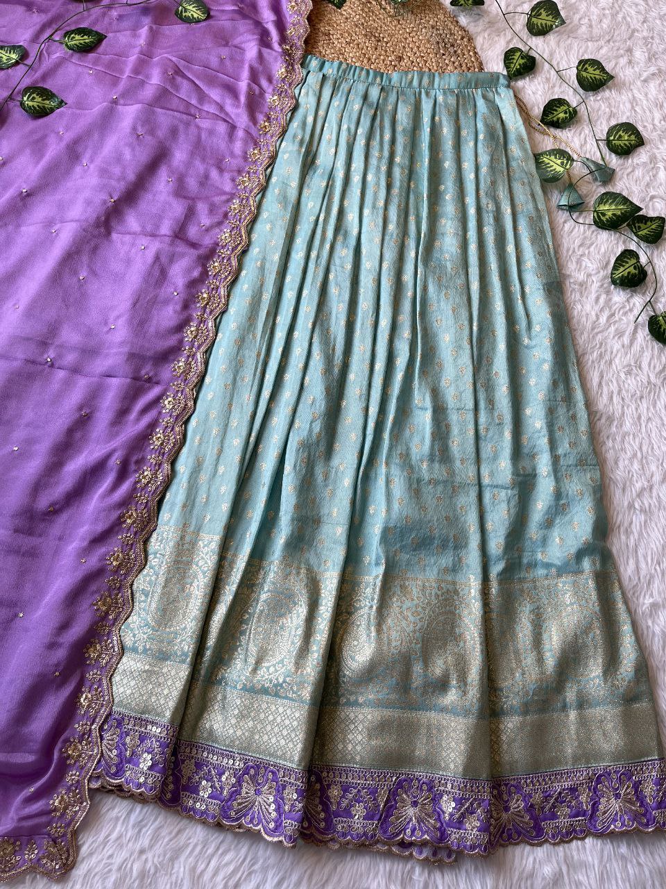 ✨ Tissue Silk Glow – Designer Lehenga Set ✨