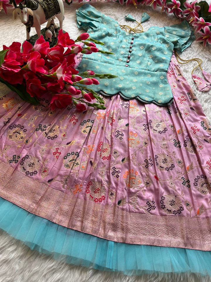 🌸 Russian Silk Elegance – Kids Designer Lehenga Set ♥️🌸