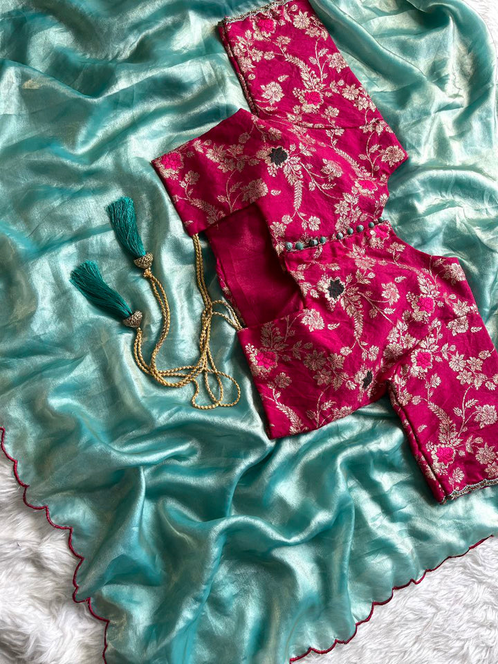 💝 Aari Scallop Elegance – Designer Saree 💝