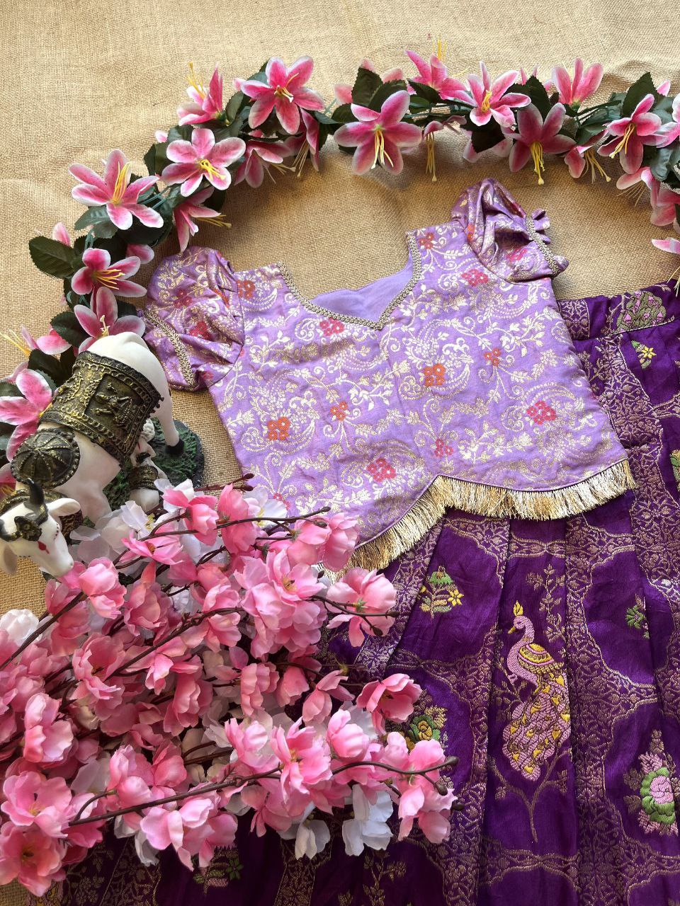 🌸 Zari Lace Grace – Kids Designer Lehenga Set 🌸