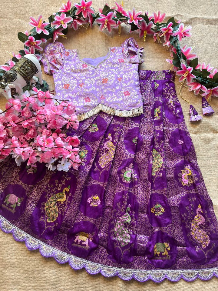 🌸 Zari Lace Grace – Kids Designer Lehenga Set 🌸